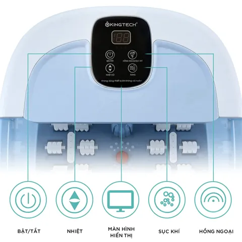 Bồn Ngâm Chân Massage KingTech BM-400 - 500W, Nhiệt Độ 35-48°C, 22 Con Lăn Massage, Thư Giãn Tại Nhà