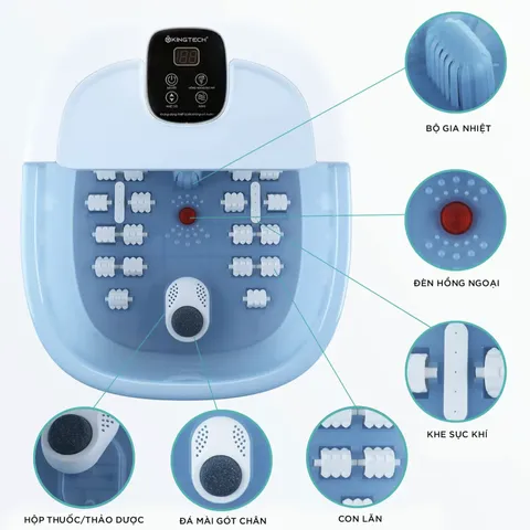 Bồn Ngâm Chân Massage KingTech BM-400 - 500W, Nhiệt Độ 35-48°C, 22 Con Lăn Massage, Thư Giãn Tại Nhà
