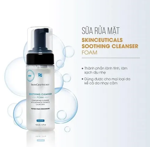 Bọt Rửa Mặt Dịu Nhẹ Skinceuticals Soothing Cleanser Foam 150ml - Sữa Rửa Mặt Cho Da Nhạy Cảm, Làm Sạch Và Dưỡng Ẩm Nhanh Chóng