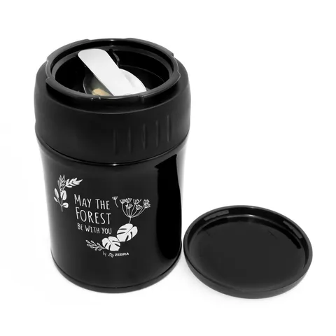 Hộp cơm giữ nhiệt Inox 380ml kèm muỗng gập Zebra Forest Collection - Đựng thức ăn bé gọn, chất liệu bền bỉ, an toàn sức khỏe.
