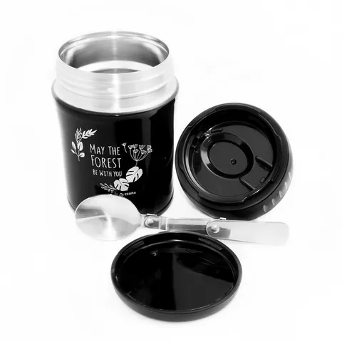 Hộp cơm giữ nhiệt Inox 380ml kèm muỗng gập Zebra Forest Collection - Đựng thức ăn bé gọn, chất liệu bền bỉ, an toàn sức khỏe.