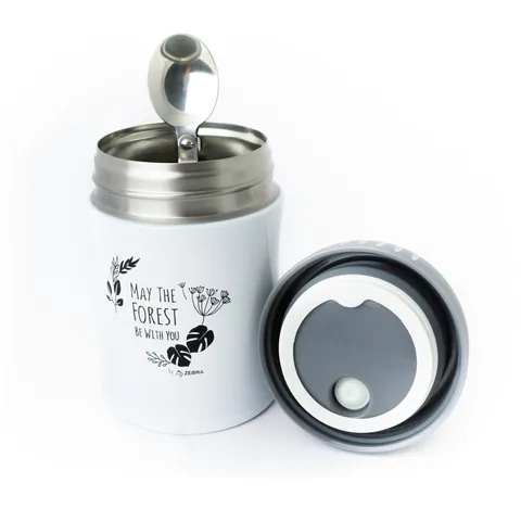 Hộp cơm giữ nhiệt Inox 380ml kèm muỗng gập Zebra Forest Collection - Đựng thức ăn bé gọn, chất liệu bền bỉ, an toàn sức khỏe.