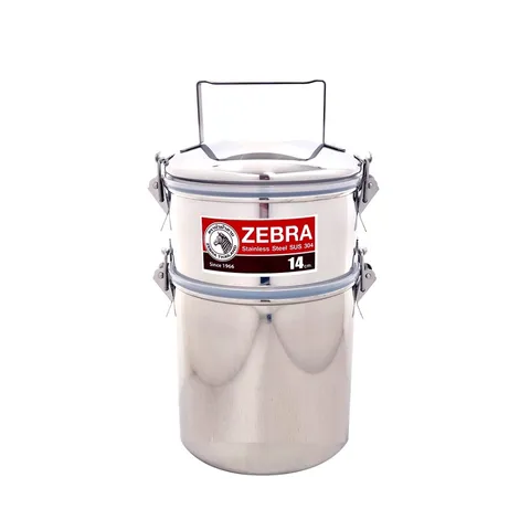 Hộp Đựng Thức Ăn Inox 14cm 2 Ngăn Zebra Smart 150255 Thái Lan - Thiết Kế Thông Minh, Chống Rò Rỉ, Dung Tích 2 Lít