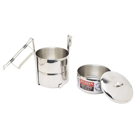 Camen inox 304 Zebra 3 tầng 150103 - Thùng đựng thực phẩm có nắp, quai cầm chắc chắn, tiện lợi dùng hằng ngày