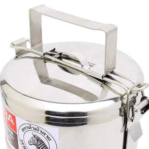 Camen inox 304 Zebra 3 tầng 150103 - Thùng đựng thực phẩm có nắp, quai cầm chắc chắn, tiện lợi dùng hằng ngày