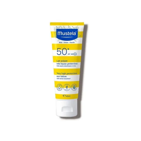 Kem Chống Nắng Cho Bé và Gia Đình Mustela Very High Protection Sun Lotion SPF 50+ - An Toàn Cho Da Nhạy Cảm, Bảo Vệ Tia UVB/UVA