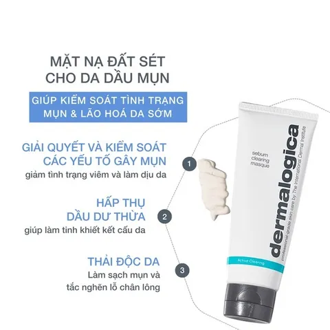 Mặt Nạ Đất Sét Dermalogica Sebum Clearing Masque 75ml - Dành Cho Da Dầu Mụn, Làm Sạch Sâu, Hấp Thụ Dầu Thừa, Kích Thích Làm Dịu Da