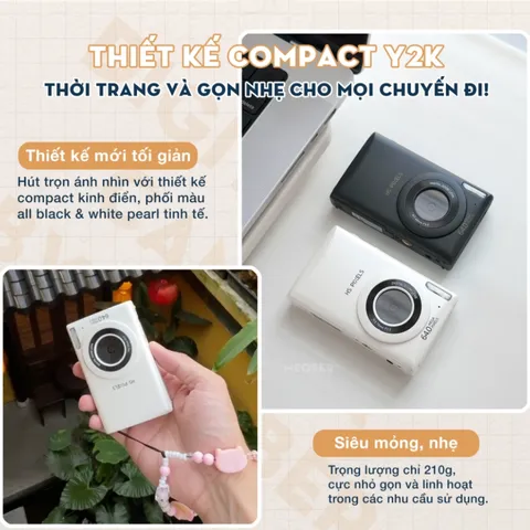 Máy Ảnh Kỹ Thuật Số Mini HS Pixel 64MP - Quay Video 4K, Zoom 18x, Thiết Kế Hiện Đại, Chụp Ảnh Sắc Nét, Ống Kính Góc Rộng