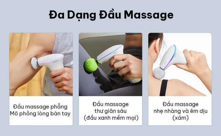Máy Massage Cầm Tay SKG F5 - Thiết Bị Massage Đa Năng Với 3 Đầu Massage Chuyên Biệt Giúp Giảm Đau, Nhức Mỏi ✔️