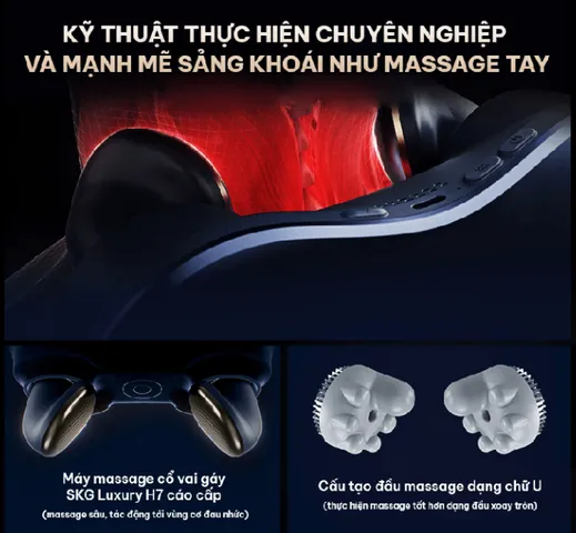 Máy Massage Cổ Vai Gáy SKG H7 Luxury - 4 Chế Độ Nâng Cấp, Giảm Đau Hiệu Quả, Thư Giãn Tối Đa, Thiết Kế Sang Trọng, Hỗ Trợ Chườm Nhiệt