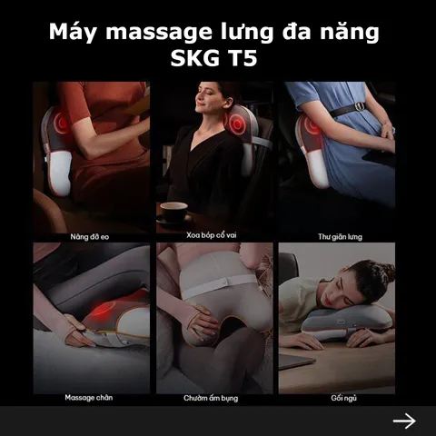 Máy Massage Lưng Đa Năng SKG T5 - Hỗ Trợ Giảm Đau Nhức, Chườm Nóng Hiện Đại, Thiết Kế Không Dây, 3 Chế Độ Massage Ổn Định