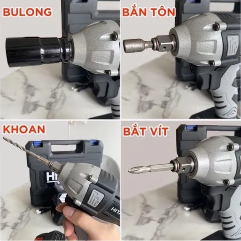 Máy siết bulong đa năng Hitachi 198V không chổi than - 3 chức năng: Khoan, bắn vít, siết ốc - Công suất 198V, nhỏ gọn, tiện lợi