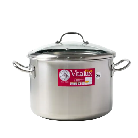 Nồi hầm Inox Zebra Vitalux 3 đáy nắp kính - Chất liệu Inox an toàn, thiết kế bền bỉ, dung tích từ 9.5L đến 18.5L, nấu ăn đa năng