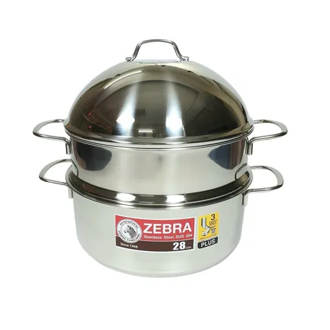 Nồi Xửng Hấp Inox 304 3 Đáy Zebra Extreme Plus II - Thiết Kế 2 Tầng, Quai Cầm Tiện Lợi, Dùng Trên Bếp Gas, Bếp Từ, Bếp Hồng Ngoại