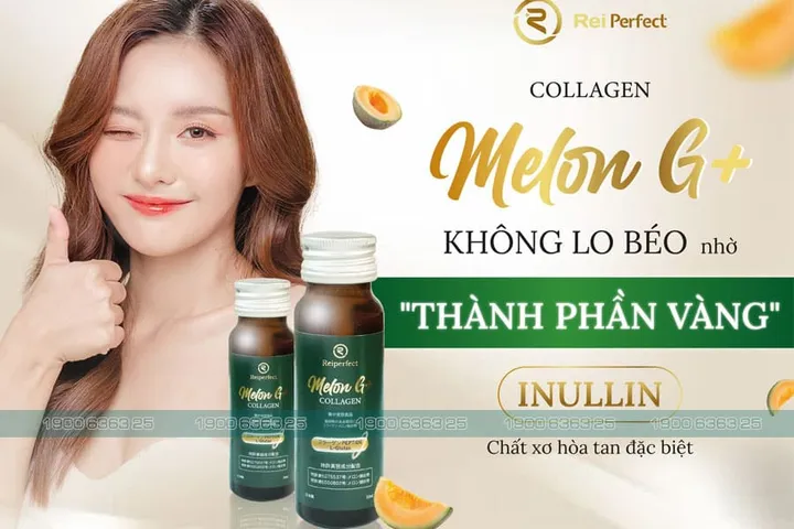 Nước Uống Collagen Melon G+ Reiperfect Trắng Da Nhật Bản - Tăng Cường Độ Đàn Hồi, Trẻ Hóa Da, Hỗ Trợ Làm Đẹp Từ Bên Trong