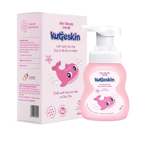 Sữa Tắm Gội Cho Bé Kutieskin 200ml - Hương Thơm Ngọt Ngào, Làm Sạch Dịu Nhẹ & Ngăn Ngừa Hăm, Rôm, Mẩn Ngứa
