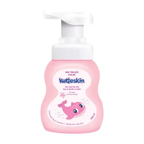 Sữa Tắm Gội Cho Bé Kutieskin 200ml - Hương Thơm Ngọt Ngào, Làm Sạch Dịu Nhẹ & Ngăn Ngừa Hăm, Rôm, Mẩn Ngứa