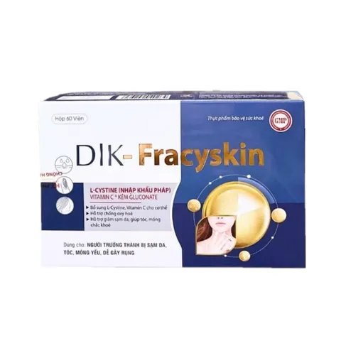 Viên uống Dik-Fracyskin - Hỗ trợ đẹp da, tóc, móng chắc khỏe với L-cystine, vitamin C, kẽm gluconate - Hộp 60 viên