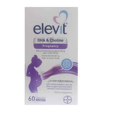 Viên uống Elevit DHA Choline Pregnancy 60 viên cho bà bầu - Bổ sung Omega 3 & Choline hỗ trợ phát triển não bộ thai nhi