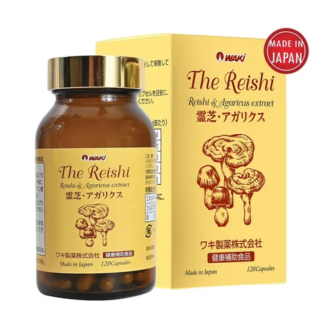 Viên uống The Reishi Waki xích linh chi và nấm Agaricus Nhật Bản - Hỗ trợ bồi bổ sức khỏe, tăng cường miễn dịch, bảo vệ gan, 120 viên