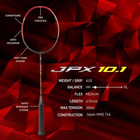 Vợt cầu lông Mizuno JPX 10.1 - Vợt tốc độ cao cho người chơi trung bình, thiết kế mạnh mẽ, linh hoạt và công nghệ chống rung tối ưu