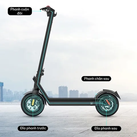 Xe điện Scooter KATA eV2 - Thiết kế gọn nhẹ, 3 phanh kép, khóa gập tự động, động cơ không chổi than 500W, tốc độ tối đa 40km/h
