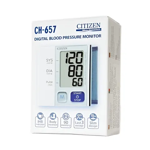 Máy Đo Huyết Áp Điện Tử Cổ Tay Citizen CH-657 - Thiết Bị Y Tế Chính Xác, Nhớ 90 Kết Quả, Màn Hình LCD Rõ Nét