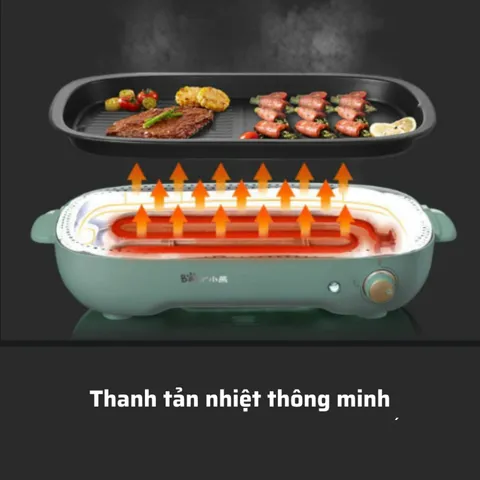 Bếp Nướng Điện Không Khói Bear DKL-E12D2 - 1200W, Khay Nướng Chống Dính, Nướng Thịt Ngon Tại Nhà, Thiết Bị Tiện Lợi Cho Gia Đình 4-5 Người