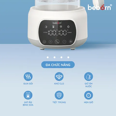 Bình Đun Nước Giữ Nhiệt Pha Sữa Điện Tử Beborn K05 - Giữ Ấm Liên Tục 72h, Chế Độ Đun Sôi và Hâm Nóng Tiện Ích, Màn Hình LED