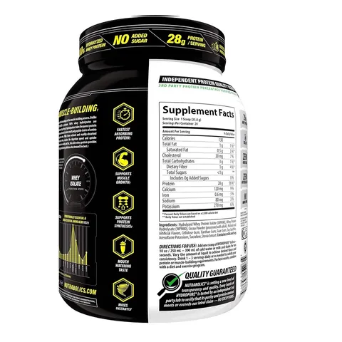 Bột uống tăng cơ Nutrabolics Hydropure 1.6LBS - Hỗ trợ phục hồi, bổ sung protein whey thủy phân, hương vị thơm ngon, giảm đau cơ bắp