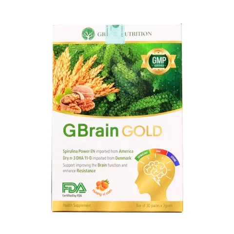 Cốm GBrain Gold - Hỗ trợ phát triển trí não cho bé, bổ sung DHA, kẽm và vitamin, hương vị thơm ngon, cho trẻ từ 2-18 tuổi