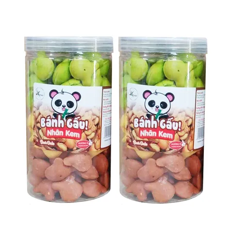Combo 2 Hộp Bánh Gấu Nhân Kem 3 Vị SK FOOD - Bánh Snack Ngon, Đậm Đà Hương Vị Bơ, Socola, Kem Béo hấp Dẫn