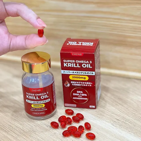 [Nhập khẩu] Dầu nhuyễn thể Super Omega 3 Krill Oil 2000mg Eikenbi - Hỗ trợ sức khỏe, đẹp da, tăng cường trí nhớ - 60 viên bổ sung omega 3 cao cấp