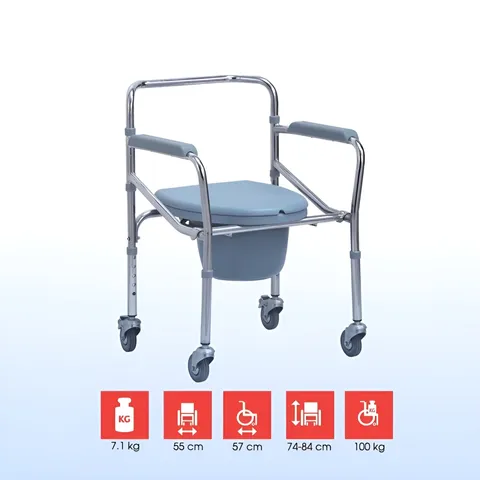 Ghế bô vệ sinh tích hợp bánh xe ONE-X 696 - Thiết kế gọn nhẹ, dễ di chuyển, chịu tải 100kg, tiện lợi cho mọi đối tượng sử dụng