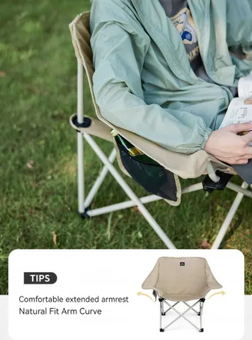 Ghế xếp thư giãn gấp gọn Naturehike Armrest Moon Chair CNH23JU13002 - Thiết kế công thái học, khung thép chắc chắn, lý tưởng cho cắm trại và dã ngoại