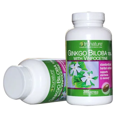 Viên uống Ginkgo Biloba 120mg Trunature của Mỹ - Hỗ trợ tuần hoàn não, tăng cường trí nhớ, giảm stress, 340 viên
