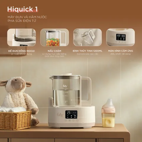 Máy Đun Và Hâm Nước Pha Sữa Fatzbaby Hiquick 1 FB3711CY - Công Nghệ Hồng Ngoại, Đun Nước, Khử Clo, Giữ Ấm, 1.2L
