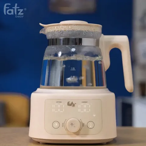 Máy Hâm Sữa Fatzbaby HiQuick 3 - Đun Nước Pha Sữa Thủy Tinh, Màn Hình LED, Chức Năng Tiệt Trùng 30 Phút, Dung Tích 1.3L