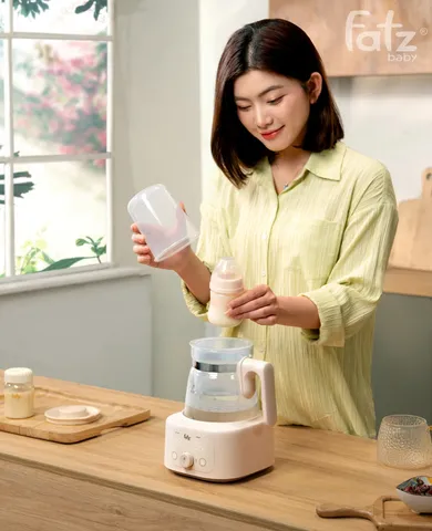 Máy Hâm Sữa Fatzbaby HiQuick 3 - Đun Nước Pha Sữa Thủy Tinh, Màn Hình LED, Chức Năng Tiệt Trùng 30 Phút, Dung Tích 1.3L