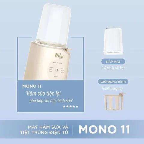 Máy Hâm Sữa và Tiệt Trùng Điện Tử Fatzbaby Mono 11 FB3009TN - Tiện Ích 4 Chức Năng Cho Bé, Hâm Nóng Chất Liệu An Toàn