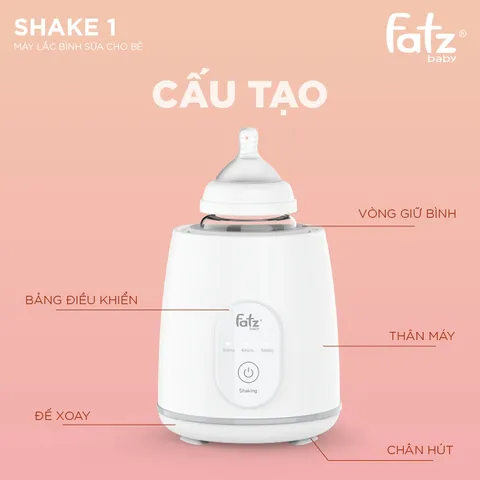 Máy Lắc Bình Sữa Điện Tử Fatzbaby Shake 1 FB3910HB - Lắc Sữa 360 Độ, Giữ Nguyên Dinh Dưỡng, Dễ Sử Dụng cho Bé