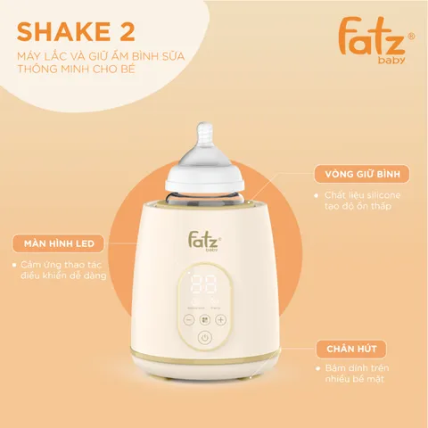 Máy Lắc & Giữ Ấm Bình Sữa Thông Minh Fatzbaby Shake 2 FB3911HB - Tiện Lợi Cho Mẹ & Bé, 5 Mức Cài Đặt Thời Gian, Thiết Kế Hiện Đại