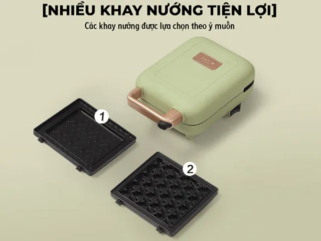 Máy Nướng Bánh Mì 2 Khay Bear C06M1 600W - Nướng Đều Bánh Sandwich Tự Động, Thiết Kế Gọn Nhẹ, An Toàn, Chống Dính