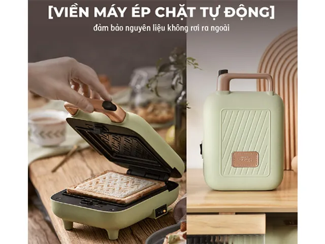 Máy Nướng Bánh Mì 2 Khay Bear C06M1 600W - Nướng Đều Bánh Sandwich Tự Động, Thiết Kế Gọn Nhẹ, An Toàn, Chống Dính