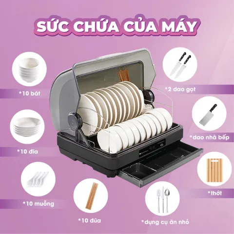 Máy Sấy Tiệt Trùng Chén Bát Gemhaus - Tiệt Trùng Bằng Tia UV Hiệu Quả 99%, Dung Tích 42L & 52L, Thiết Bị Gia Dụng Tiện Ích