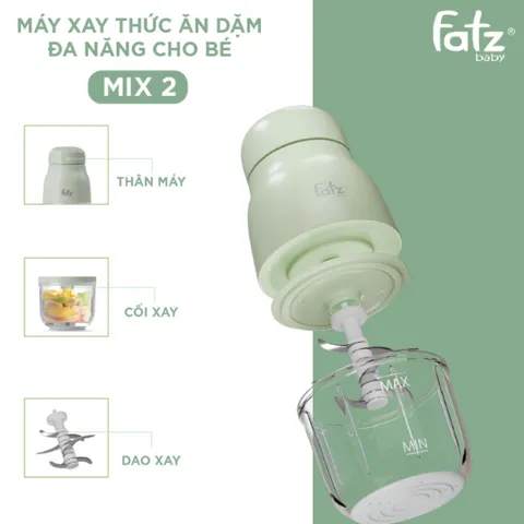 Máy Xay Thức Ăn Dặm Đa Năng Fatzbaby MIX 2 FB5001MB - Công Suất 200W, Lưỡi Dao Inox 8 Cánh, Dung Tích 300ml, Thích Hợp Cháo, Súp, Sinh Tố Cho Bé