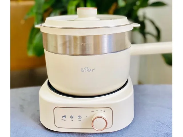 Nồi Lẩu Điện Đa Năng Bear SB-NL25L 1000W - Thiết Kế Tách Rời, Dễ Vệ Sinh, Nấu Lẩu, Hấp, Chiên, Rán, Xào Thực Phẩm Nhanh Chóng