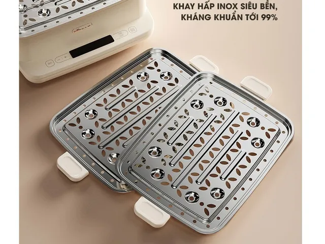 Nồi Hấp 3 Tầng Đa Năng Bear SB-NH12L 12L - Chế Độ Hấp Hải Sản, Thịt, Bánh Bao, Giữ Nhiệt Tự Động, Dễ Dàng Sử Dụng