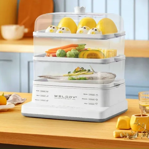 Nồi Hấp Điện 3 Tầng Đa Chức Năng Melody MLD68 - Dung Tích 24L, Công Suất 800W, Hấp Nhanh Chóng, Giữ Dinh Dưỡng Tươi Ngon