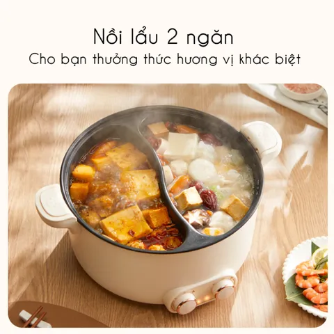 Nồi Lẩu Điện 2 Ngăn Gemhaus GH910 6L - Nấu Được 2 Món Cùng Lúc, Thiết Kế Sang Trọng, Chịu Nhiệt Tốt, Dùng Cho 6-8 Người